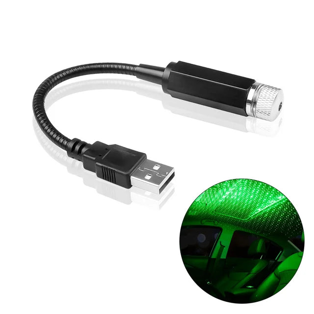 Car Star Ceiling Light: Mini USB Galaxy Projector, Adjustable, No Install