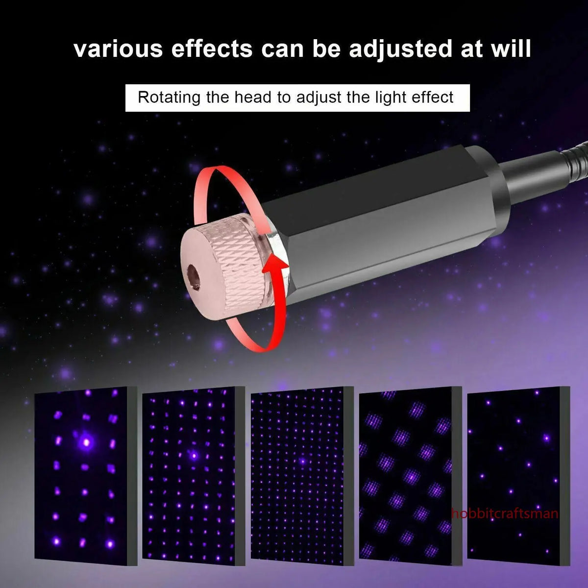 Car Star Ceiling Light: Mini USB Galaxy Projector, Adjustable, No Install