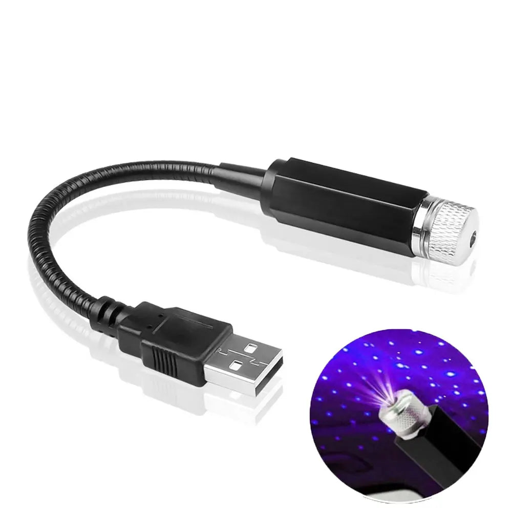 Car Star Ceiling Light: Mini USB Galaxy Projector, Adjustable, No Install