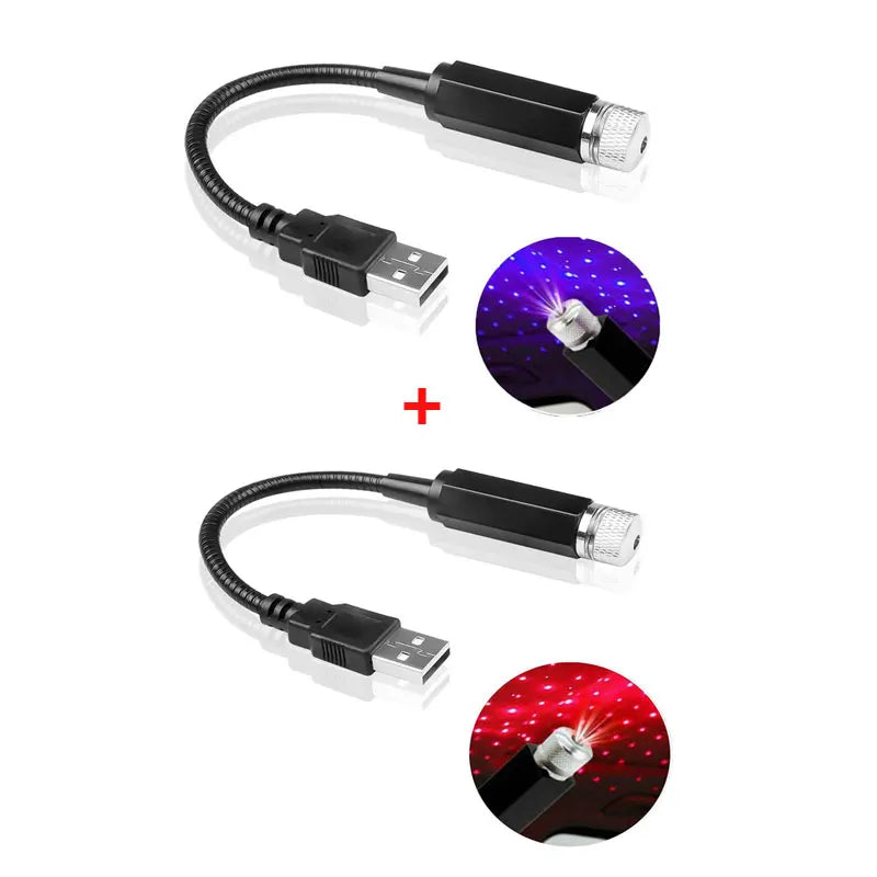 Car Star Ceiling Light: Mini USB Galaxy Projector, Adjustable, No Install