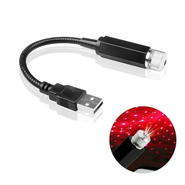 Car Star Ceiling Light: Mini USB Galaxy Projector, Adjustable, No Install