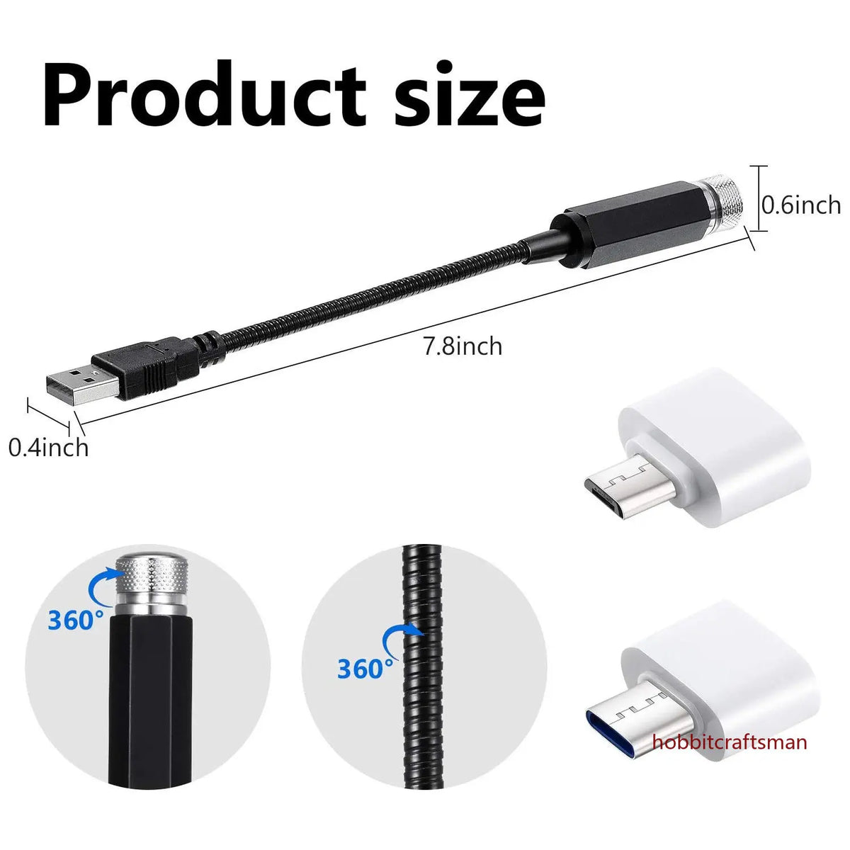 Car Star Ceiling Light: Mini USB Galaxy Projector, Adjustable, No Install